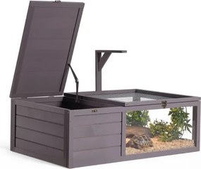 VEVOR Schildpaddenhuis, Schildpaddenverblijf, Reptielenkooi 965x600x330 mm, voor schildpadden, gemaakt van vurenhout, met 2 compartimenten, uitschuifbaar schap, lampvoet, scharnierend deksel en acryl kijkvenster.
