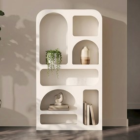 Kare Design Paco Organische Vakkenkast Japandi Wit - 95x32x180cm.