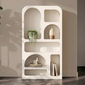 Organische Vakkenkast Japandi Wit - 95x32x180cm.