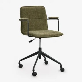 Seifert Bureaustoel Met Wielen En Armleuningen Zwart & Chenille Sage Green & Chenilla - Sklum