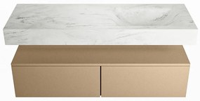Mondiaz Alan DLux badmeubel 130cm oro 2 lades met wastafel opalo rechts zonder kraangat