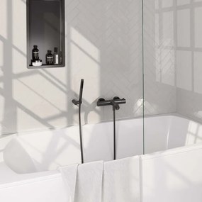 Brauer Gunmetal Edition Badkraan - douchegarnituur - handdouche staaf 1 stand - gladde knop - PVD - geborsteld gunmetal 5-GM-232