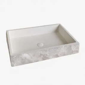 Rechthoekige Wasbak 60x40 Cm In Cement Ushba Gebroken Wit - Sklum