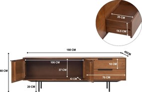 Retro TV Meubel - 180x45x60cm.