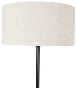Vloerlamp zwart met kap lichtgrijs 50 cm - Simplo Design, Modern E27 rond Binnenverlichting Lamp