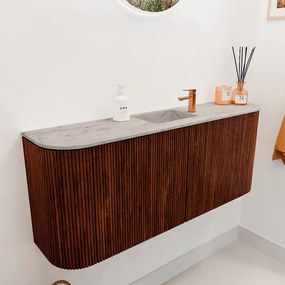 Mondiaz Joya DLux 105cm toiletmeubel ronding links/rechts ruby met wastafel faye midden 1 kraangat glace