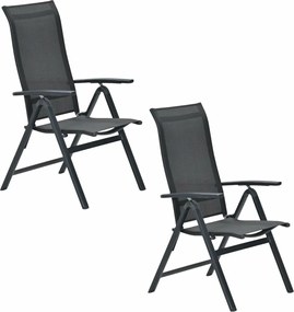 Garden Impressions Siena tuinstoel verstelbaar donker grijs - 2 stuks