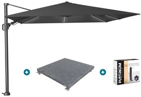 Platinum Challenger Zweefparasol T2 Premium Glow 3x3 m. - Faded Black met voet en hoes