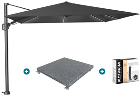 Platinum Challenger Zweefparasol T2 Premium Glow 3x3 m. - Faded Black met voet en hoes