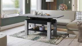 ASTORIA beton / zwart, uitschuifbare tafel