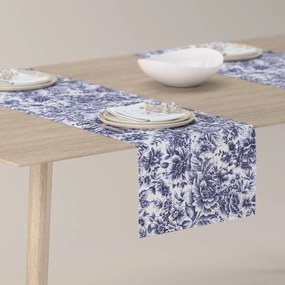 Dekoria Rechthoekige tafelloper, wit-blauw, 40 x 130 cm