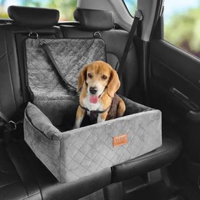 VEVOR Hondenautostoel, Hondenverhoger met opbergtas, Bevestigbare veiligheidsriem, Vulling van spons en PP-katoen, Hondenautobed ​​voor kleine en middelgrote honden tot 18 kg, Grijs