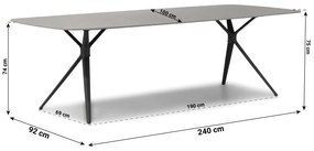 Dining Tuintafel   240 x 100 cm Aluminium Grijs  Valerio