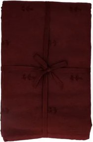 Tafelkleed, GOTS bio-katoen, wijnrood, geborduurde takjes, 145 x 250 cm