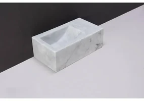 Forzalaqua Venetia Xs fonteinbak 29x16x10cm wasbak Links 0 kraangaten Natuursteen Carrara gepolijst 100432