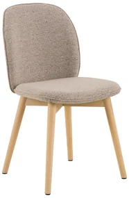 Eetkamerstoel Met Houten Poten Beige Boucle