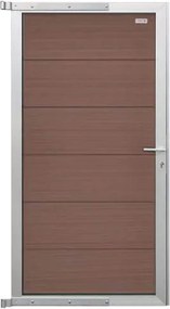 Tuindeur composiet Forte Bruin incl. slot en blank aluminium kader (90 x 180 cm)
