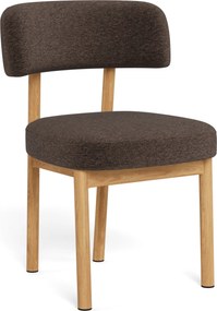 Mazzoni TORAY Bruin (stof Apia 442)/eiken naturel onderstel - GESTOFFEERDE EETKAMERSTOEL VOOR KEUKEN/EETKAMER