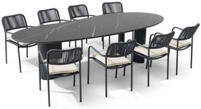 Tuinset 8 personen 300 cm Aluminium/rope Grijs Coco Penya/Weave