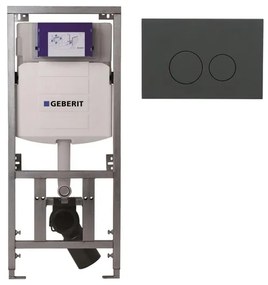 Geberit Inbouwreservoir - UP320 - QeramiQ push bedieningsplaat - dualflush - bedieningsplaat mat antraciet - ronde knoppen - kunststof wit glans SW1102376 0701131