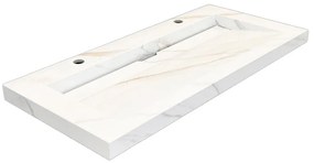 Lambini Designs Quri keramische wastafel 100cm marmer met 2 kraangaten
