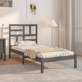 vidaXL Bedframe massief hout grijs 90x190 cm 3FT Single