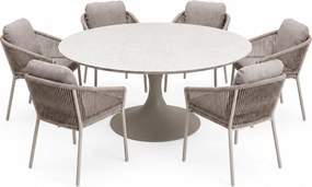 Flair Joshua dining tuinset 158xH75 cm 7 delig latte keramiek