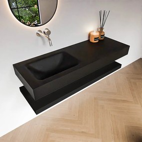 Zaro Alan badmeubel 130cm met planchet urban en vrijhangende wastafel cloud links zonder kraangat urban