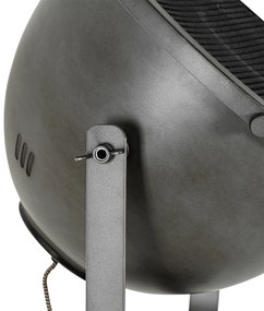 Industriële vloerlamp tripod staal met hout kantelbaar - Emado