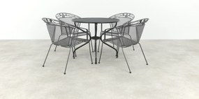 Elegance ronde stapelbare bistroset strekmetaal Ø90 cm. - Antraciet