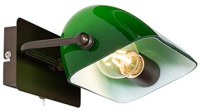 Klassieke notaris wandlamp donkerbrons met groen glas - Banker