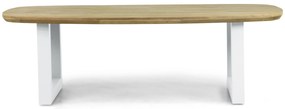 Dining Tuintafel rechthoekig 240 x 100 cm Aluminium/Teak Wit Falcon/Talai