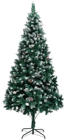 vidaXL Kunstkerstboom met dennenappels en witte sneeuw 210 cm