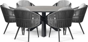 Tuinset Ronde Tuintafel 6 personen 150 cm Rope Grijs Santika Furniture Santika