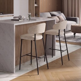 Mazzoni IRIS Beige (stof Basel 24)/zwart onderstel - GESTOFFEERDE BARKRUK VOOR KEUKEN/BAR