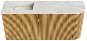 Mondiaz Joya DLux 90cm toiletmeubel ronding rechts oak met wastafel faye links 1 kraangat ostra