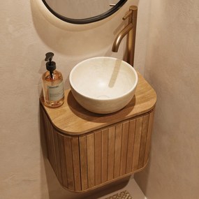 Livli Estrela toiletmeubel 40cm ribbelfront met White Travertin waskom