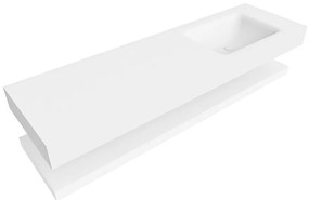 Zaro Alan badmeubel 160cm met planchet talc en vrijhangende wastafel cloud rechts 1 kraangat talc
