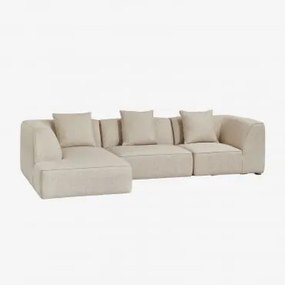 Linker 3-delige Modulaire Chaise Longue Bank Bekleed Met Cardea Bouclé Crèmebeige - Sklum