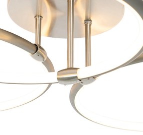 Plafondlamp staal incl. LED 3-staps dimbaar 3-lichts - Joaniqa Modern rond Binnenverlichting Lamp