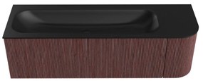 Mondiaz Kurve 145cm badmeubel ronding rechts ruby met 1 lade en deur en wastafel big large links zonder kraangat urban