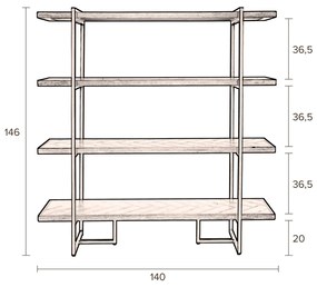 Open Wandkast Visgraat Eiken - 140x40x146cm.