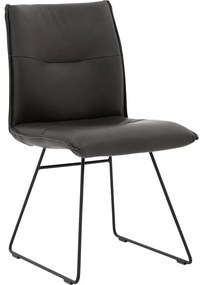 Goossens Excellent Eetkamerstoel Nica grijs leer leuning en Sledevoet,, modern design