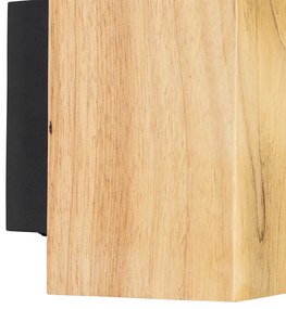 Landelijke wandlamp hout vierkant 2-lichts - Sandy