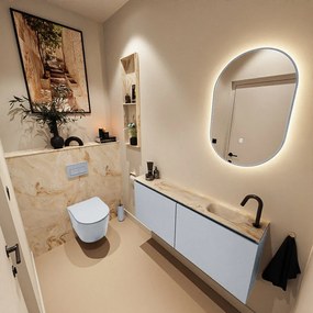 Mondiaz Ture DLux toiletmeubel 120cm clay met wastafel frappe rechts met kraangat