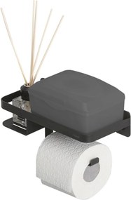 Tiger Caddy toiletrolhouder met planchet zwart