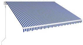 vidaXL Luifel automatisch uittrekbaar 450x300 cm blauw en wit