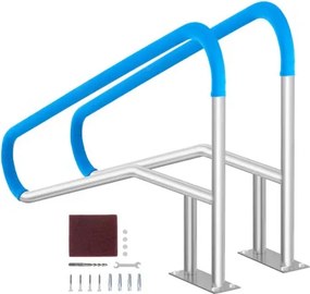 VEVOR zwembadleuning, 2 stuks, 1395 x 810 x 100 mm, zwembadinstap, roestvrij staal met voetplaat voor binnen- en buitenbaden, instaphulp, roestvrije handgreep met handgreepafdekking en accessoires voor spa's
