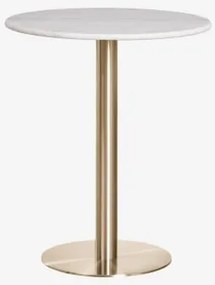 Ronde Bartafel Van Natuurlijk Steen Xiren Ø70 Cm & Wit Marmer Guangxi & Geborsteld Goud - Sklum