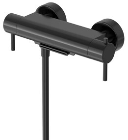 Hotbath Cobber thermostatische badkraan met waterval uitloop geborsteld zwart PVD
